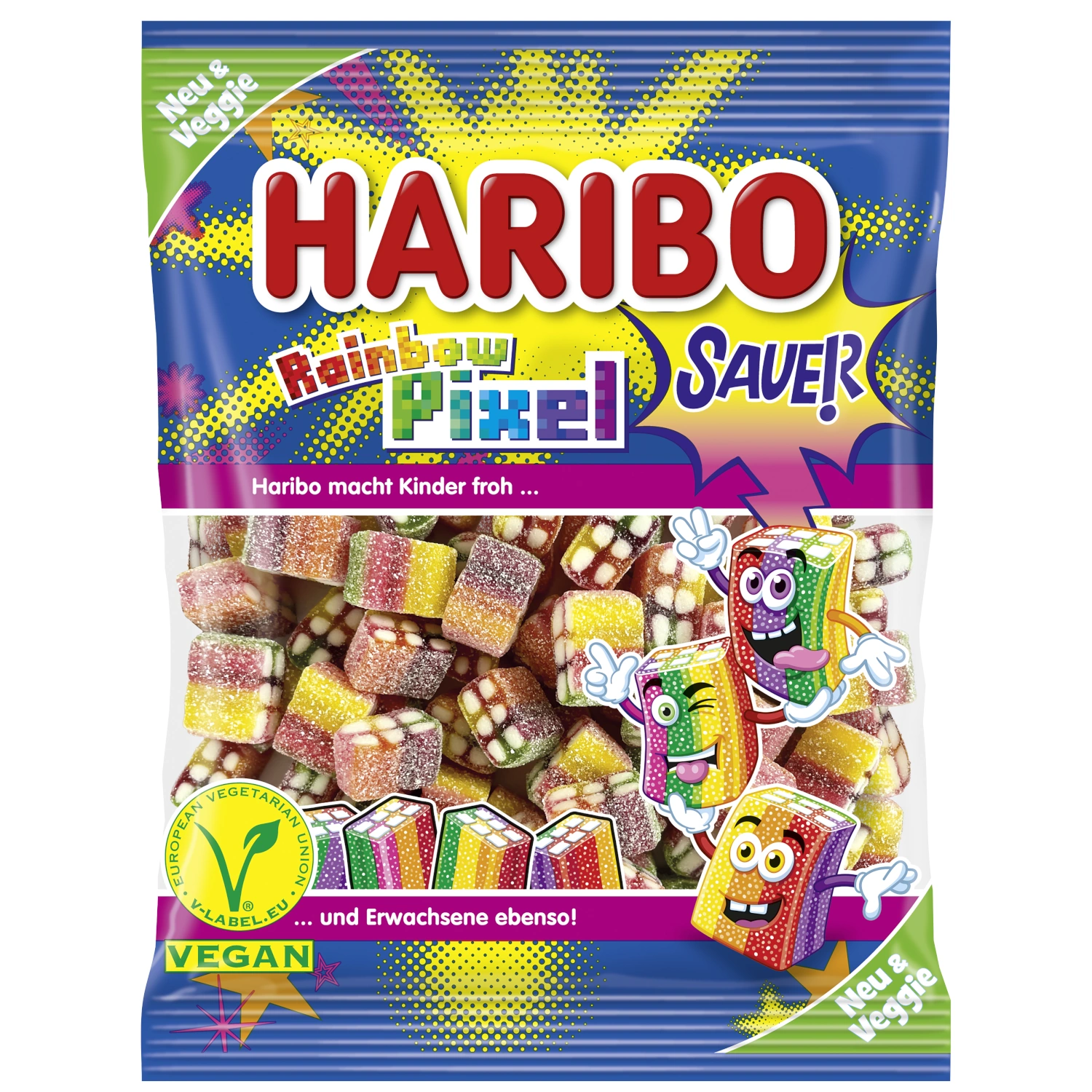 Haribo Rainbow Pixel Sour 160g • Snackje